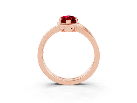 Rose gold Marquise Cut Ruby Solitaire Ring with Split Shank and Prong Setting_3