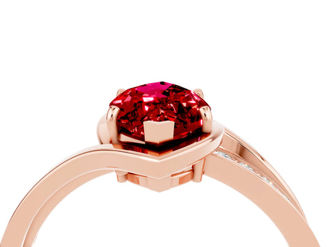 Rose gold Marquise Cut Ruby Solitaire Ring with Split Shank and Prong Setting_4