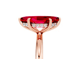 Rose gold Marquise Cut Ruby Solitaire Ring with Thin Band and Four-Prong Setting_17