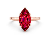 Rose gold Marquise Cut Ruby Solitaire Ring with Thin Band and Prong Setting_24