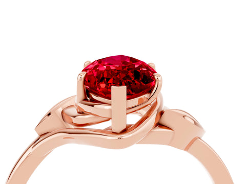 Rose gold Marquise Cut Ruby Solitaire Ring with Twist Band and Four-Prong Setting_28