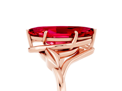 Rose gold Marquise Cut Ruby Solitaire Ring with Twist Band and Four-Prong Setting_29