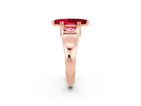 Rose gold Marquise Cut Ruby Solitaire Ring with Wide Band and Prong Setting_2