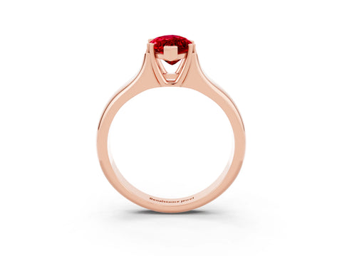 Rose gold Marquise Cut Ruby Solitaire Ring with Wide Band and Prong Setting_3