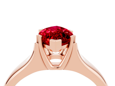Rose gold Marquise Cut Ruby Solitaire Ring with Wide Band and Prong Setting_4