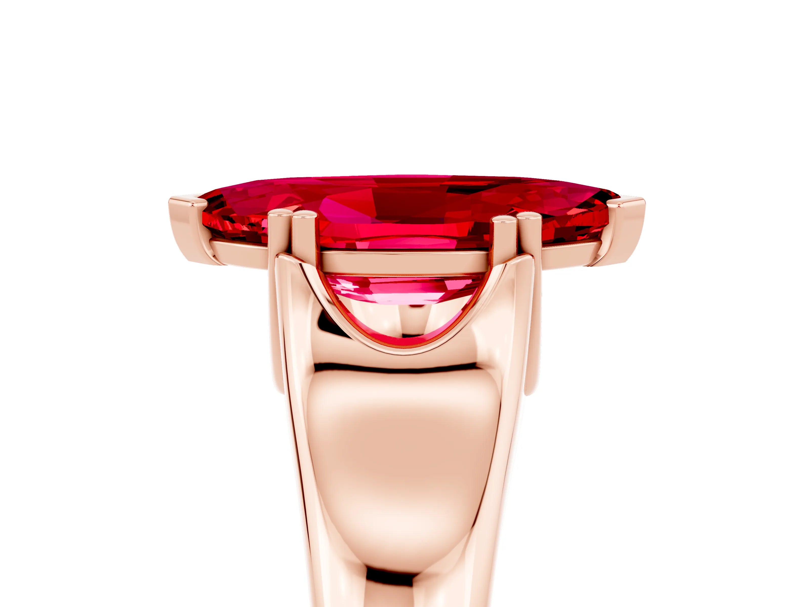 Rose gold Marquise Cut Ruby Solitaire Ring with Wide Band and Prong Setting_5
