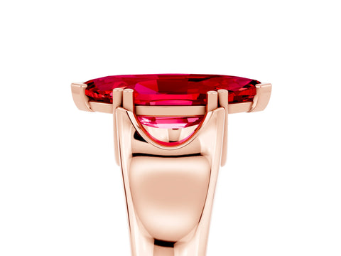 Rose gold Marquise Cut Ruby Solitaire Ring with Wide Band and Prong Setting_5