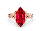Rose gold Marquise Cut Ruby Solitaire Twist Band Prong Setting Ring_36