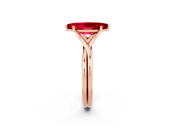 Rose gold Marquise Cut Ruby Solitaire Twist Band Prong Setting Ring