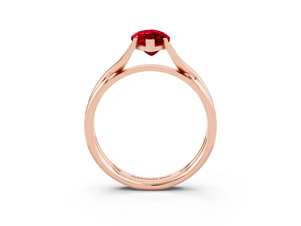 Rose gold Marquise Cut Ruby Solitaire Twist Band Prong Setting Ring