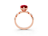Rose gold Marquise Cut Ruby Solitaire Twisted Band with Round  Accents and Prong Setting_15