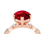 Rose gold Marquise Cut Ruby Solitaire Twisted Band with Round  Accents and Prong Setting_16
