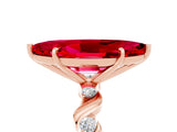 Rose gold Marquise Cut Ruby Solitaire Twisted Band with Round  Accents and Prong Setting_17