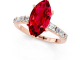 Rose gold Marquise Cut Ruby Solitaire with Side Baguettes and Channel Set Band_1