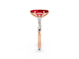 Rose gold Marquise Cut Ruby Solitaire with Side Baguettes and Channel Set Band_2