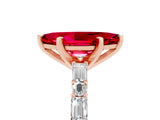 Rose gold Marquise Cut Ruby Solitaire with Side Baguettes and Channel Set Band_5