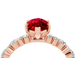 Rose gold Marquise Cut Ruby Solitaire with Side Stones, Pave Band, Four-Prong Setting_40