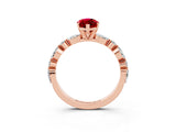 Rose gold Marquise Cut Ruby Solitaire with Side Stones on a Pavé Band and Four-Prong Setting_3