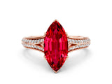 Rose gold Marquise Cut Ruby Split Shank Engagement Ring with Pavé Band