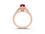Rose gold Marquise Cut Ruby Split Shank Engagement Ring with Pavé Band_3