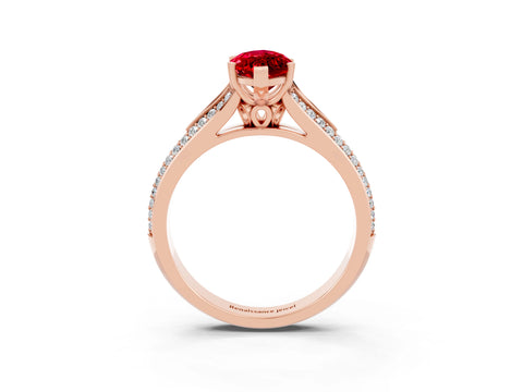 Rose gold Marquise Cut Ruby Split Shank Engagement Ring with Pavé Band_3