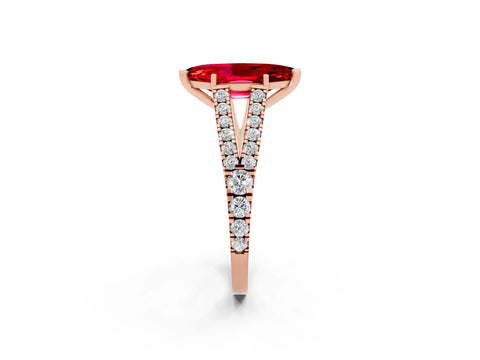 Rose gold Marquise Cut Ruby Split Shank Pavé Engagement Ring with Four-Prong Setting_14