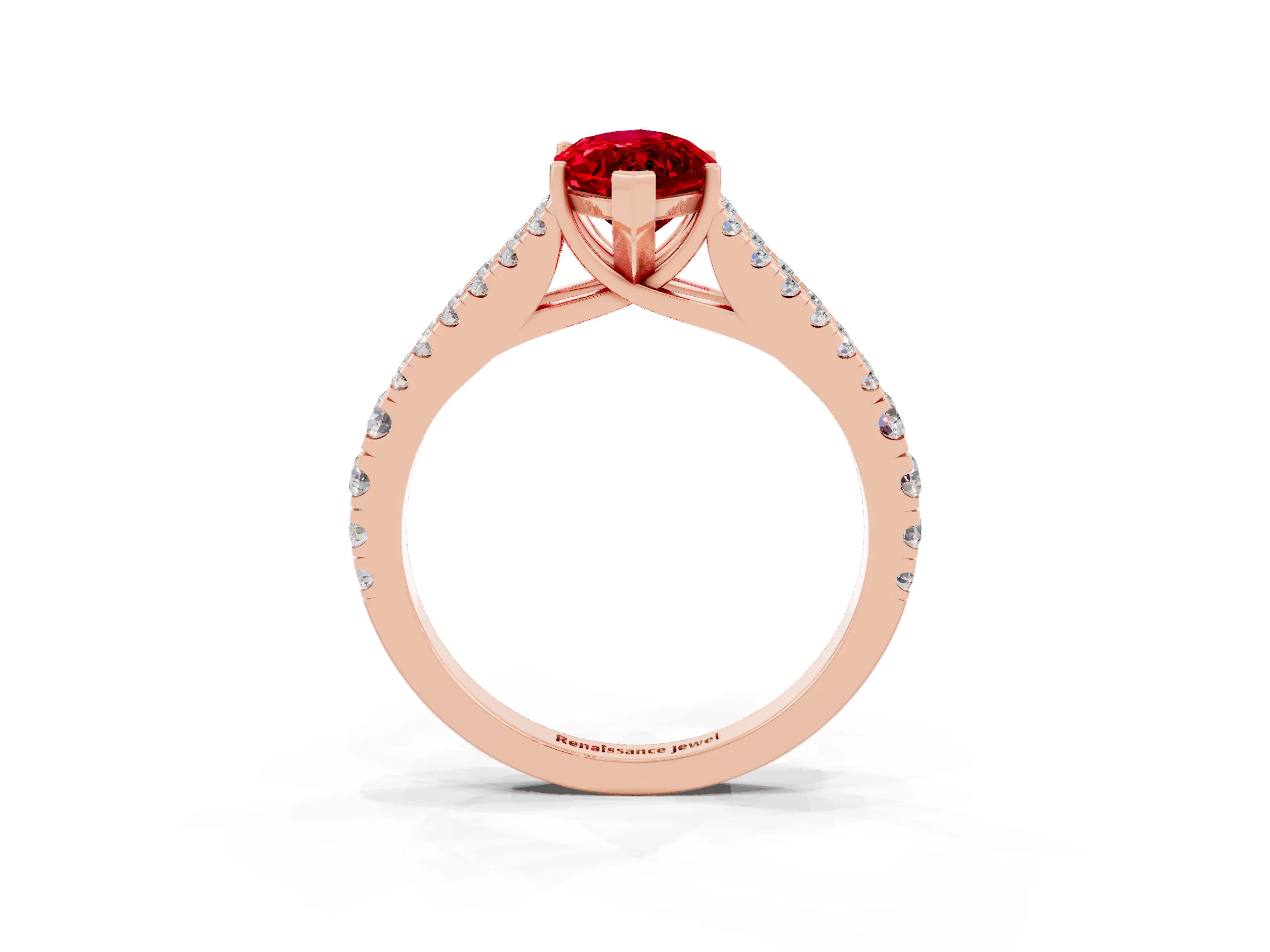 Rose gold Marquise Cut Ruby Split Shank Pavé Engagement Ring with Four-Prong Setting_15