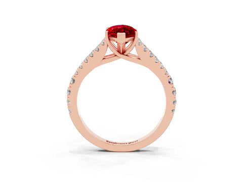 Rose gold Marquise Cut Ruby Split Shank Pavé Engagement Ring with Four-Prong Setting_15