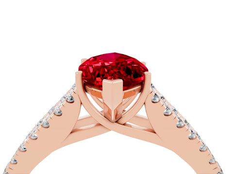 Rose gold Marquise Cut Ruby Split Shank Pavé Engagement Ring with Four-Prong Setting_16