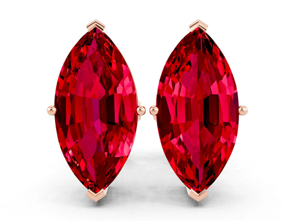Rose gold Marquise Cut Ruby Stud Earrings
