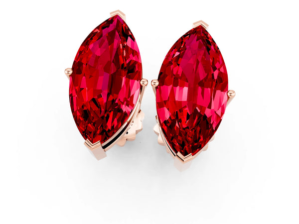 Rose gold Marquise Cut Ruby Stud Earrings