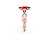 Rose gold Marquise Cut Ruby Three-Stone Ring with Pavé Split Shank and Four-Prong Setting_14