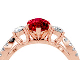 Rose gold Marquise Cut Ruby Three-Stone Ring with Pavé Split Shank and Four-Prong Setting_16