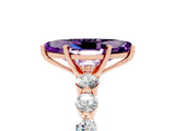 Rose gold Marquise Cut Solitaire Amethyst Ring with Pave Band and Four-Prong Setting_5