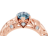 Rose gold Marquise Cut Solitaire Aquamarine Leaf-Inspired Vine Band Ring with Prong Setting_4