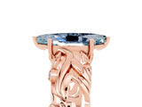 Rose gold Marquise Cut Solitaire Aquamarine Leaf-Inspired Vine Band Ring with Prong Setting_5