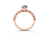 Rose gold Marquise Cut Solitaire Aquamarine Ring with Pave Band and Four-Prong Setting_3