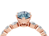 Rose gold Marquise Cut Solitaire Aquamarine Ring with Pave Band and Four-Prong Setting_4