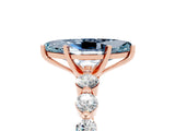 Rose gold Marquise Cut Solitaire Aquamarine Ring with Pave Band and Four-Prong Setting_5