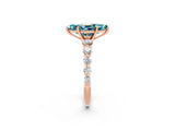 Rose gold Marquise Cut Solitaire Blue Topaz Ring with Pave Band and Four-Prong Setting_2