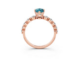 Rose gold Marquise Cut Solitaire Blue Topaz Ring with Pave Band and Four-Prong Setting_3
