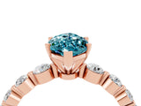 Rose gold Marquise Cut Solitaire Blue Topaz Ring with Pave Band and Four-Prong Setting_4