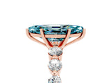 Rose gold Marquise Cut Solitaire Blue Topaz Ring with Pave Band and Four-Prong Setting_5
