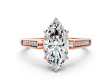 Rose gold Marquise Cut Solitaire Cathedral Diamond Engagement Ring with Channel-Set Band and Four-Prong Setting_3