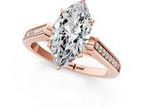 Rose gold Marquise Cut Solitaire Cathedral Diamond Engagement Ring with Channel-Set Band and Four-Prong Setting_4