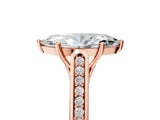 Rose gold Marquise Cut Solitaire Cathedral Diamond Engagement Ring with Channel-Set Band and Four-Prong Setting_8