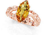 Rose gold Marquise Cut Solitaire Citrine Leaf-Inspired Vine Band Ring with Prong Setting_1
