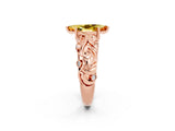 Rose gold Marquise Cut Solitaire Citrine Leaf-Inspired Vine Band Ring with Prong Setting_2
