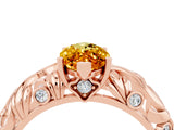 Rose gold Marquise Cut Solitaire Citrine Leaf-Inspired Vine Band Ring with Prong Setting_4
