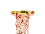 Rose gold Marquise Cut Solitaire Citrine Leaf-Inspired Vine Band Ring with Prong Setting_5